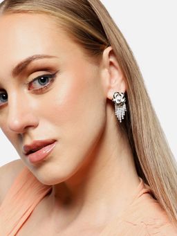 Sohi - Gold Plated Party Designer Stone Drop Earring For Women - White