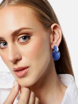 Sohi - Gold Plated Party Designer Drop Earring For Women - Blue