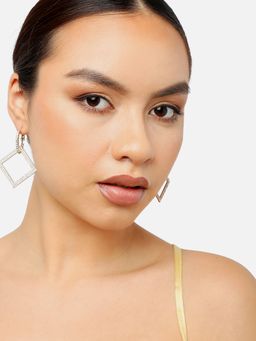 Sohi - Gold Plated Party Designer Stone Drop Earring For Women - Silver