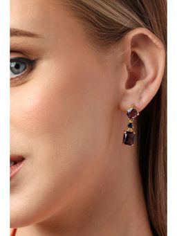 Sohi - Gold Plated Party Designer Stone Drop Earring For Women - Purple