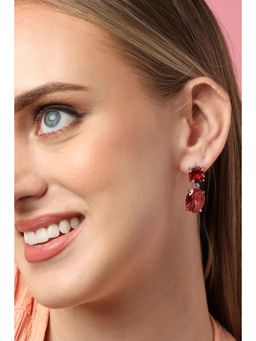 Sohi - Gold Plated Party Designer Stone Drop Earring For Women - pink