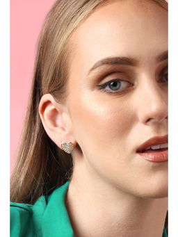 Sohi - Gold Plated Party Designer Stone Stud For Women - Silver