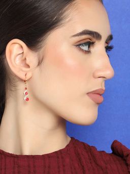 Sohi - Gold Plated Party Designer Stone Drop Earring For Women - Red