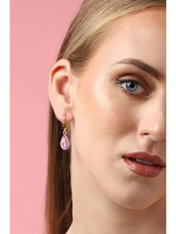 Sohi - Gold Plated Party Designer Stone Drop Earring For Women - Purple