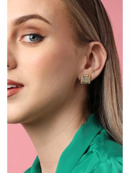 Sohi - Gold Plated Party Designer Stone Stud For Women - Silver
