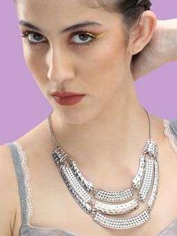 Sohi - Gold Plated Party Designer Stone Necklace For Women - Gold