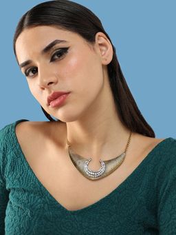 Sohi - Gold Plated Party Designer Stone Necklace For Women - Gold