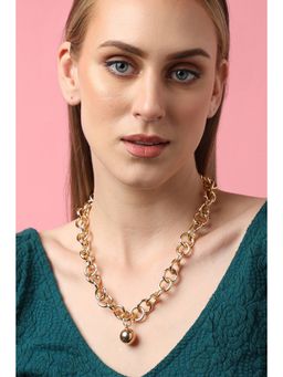 Sohi - Gold Plated Party Designer Stone Necklace For Women - Gold