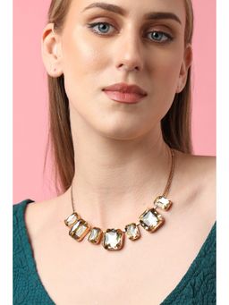 Sohi - Gold Plated Party Designer Stone Necklace For Women - Gold