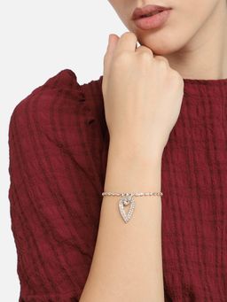 Sohi - Gold Plated Party Designer Bracelet For Women - white