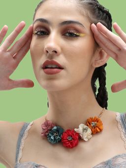 Sohi - Gold Plated Party Designer Stone Necklace For Women - Multi-Color