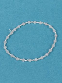 Margento Jewels - 925 Sterling Silver Pink and Silver Beaded Adjustable Bracelet