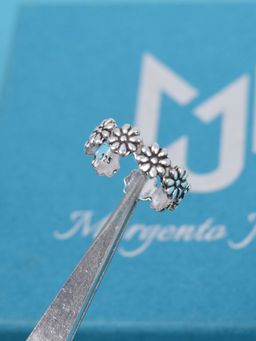 Margento Jewels - 925 Sterling Silver Flower Style Plain Adjustable Toe Ring