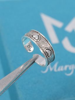 Margento Jewels - 925 Sterling Silver Heart Style Plain Adjustable Toe Ring