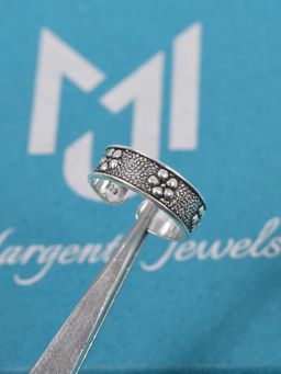 Margento Jewels - 925 Sterling Silver Beaded Flower Style Plain Adjustable Toe Ring