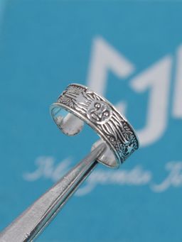 Margento Jewels - 925 Sterling Silver Star With Sun Face Style Plain Adjustable Toe Ring