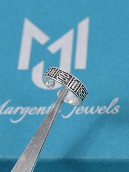 Margento Jewels - 925 Sterling Silver Wave Beaded Style Plain Adjustable Toe Ring