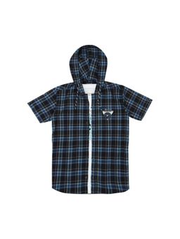 CAVIO - Boys Checks Hooded Half Sleeve Shirt & T-shirt
