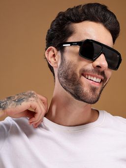 Voyage - Exclusive Shine Black Polarized Wrap Around Sunglasses for Men & Women - 58974PMG4743