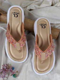 Carlton London - Women Beige Textured Flipflops