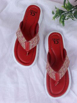 Carlton London - Women Red Textured Flipflops