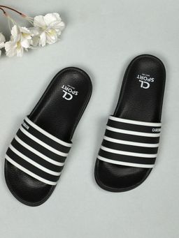 Carlton London - Women Black Stripes Sliders