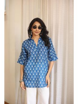 SAY - Blue Floral Top for Women