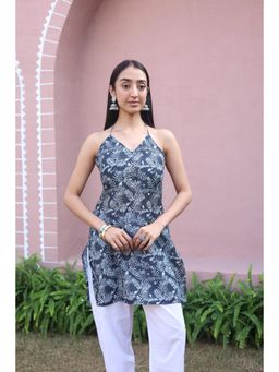 SAY - Navy Blue Printed Top for Women