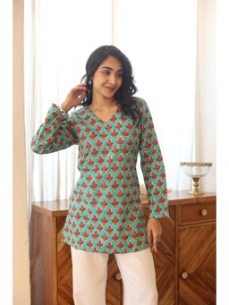 SAY - Green Floral Top for Women