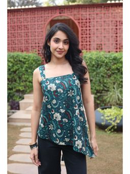 SAY - Green Floral Square Neck Top for Women