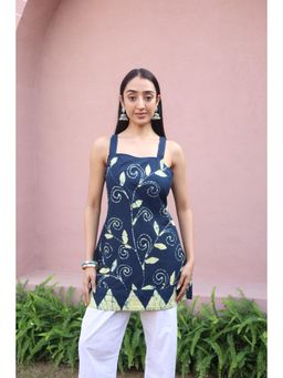 SAY - Navy Blue Printed Top for Women