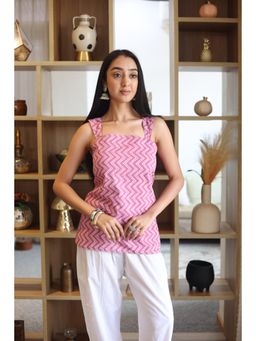 SAY - Pink Geometric Top for Women