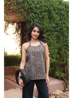 SAY - Grey Printed Round Neck Top for Women