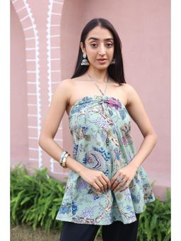 SAY - Green Floral Top for Women