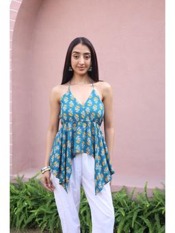 SAY - Teal Floral Top for Women