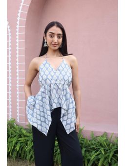 SAY - Blue Floral Top for Women