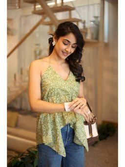 SAY - Green Floral Top for Women