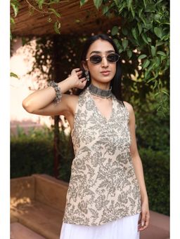 SAY - Grey Floral Top for Women