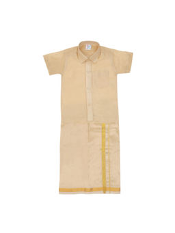 Smiley Buttons - Boys Gold Ethnic Shirt with Dhoti