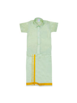 Smiley Buttons - Boys Green Ethnic Shirt with Dhoti