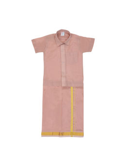 Smiley Buttons - Boys Peach Ethnic Shirt with Dhoti