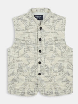 CHARCHIT - Boys Grey Partywear Sleeveless Nehru Jacket