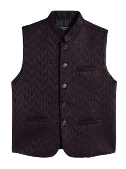 CHARCHIT - Boys Purple Traditional Sleeveless Nehru Jacket