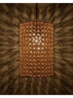 Homesake - Crystal Hanging Copper Barrel Light Large