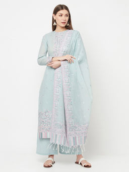 Safaa - Women Organic Cotton Woven Design Unstitched Dress Material with Dupatta (Set of 3)