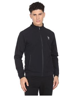 U.S. POLO ASSN. - Men Black High Neck Solid Panelled Bomber Jacket