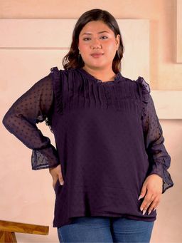 Indietoga - Plus Size Self Embroidered Georgette Top