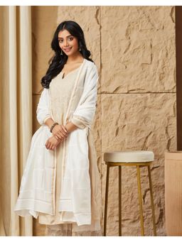 Fabindia - Natural Cotton Silk Blend Chikankari Dupatta