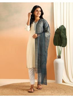 Fabindia - Indigo Cotton Silk Hand Block Printed Dupatta