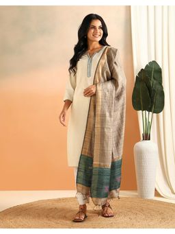 Fabindia - Beige Silk Blend Woven Jamdani Dupatta